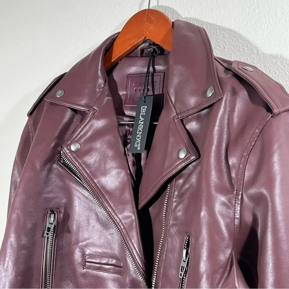 Blank NYC NWT Faux Leather Cropped Moto Jacket Size Small